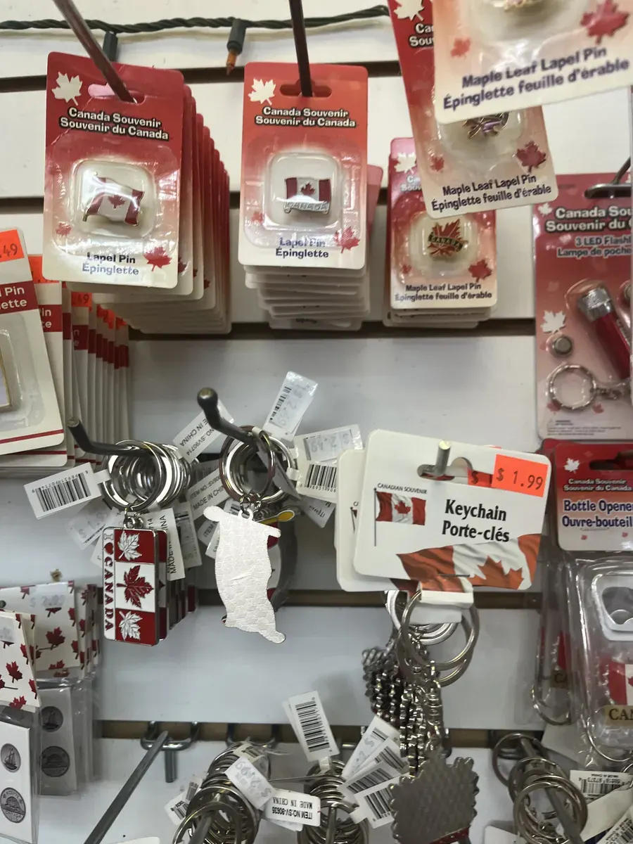 Canada Souvenir keychains and lapel pins