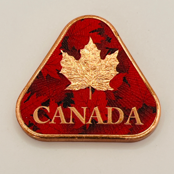 1 oz Copper Triangle – Canada Maple Leaf Design - Image 2